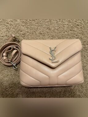 Saint Laurent Quilted Toy loulou in Blush Pink with Silver Logo